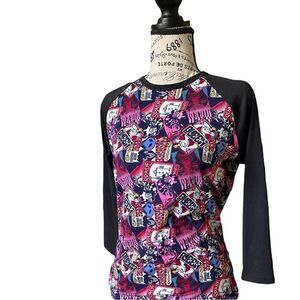 LuLaRoe Women’s XS Randy Baseball Tee Disney Villains Raglan Sleeves Loungewear